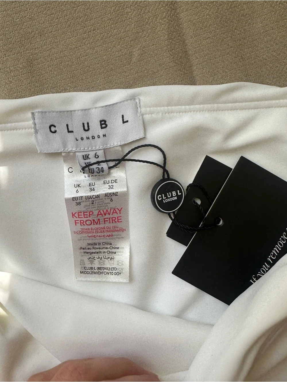 Club L London White Off-Shoulder Twist Crop Camisole